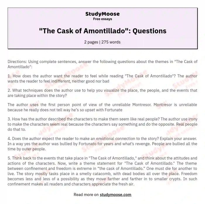 The cask of amontillado commonlit answers