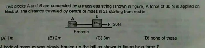 Two objects are connected by a massless string