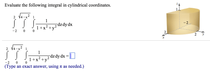 Cylindrical evaluate integral following coordinates transcribed text show